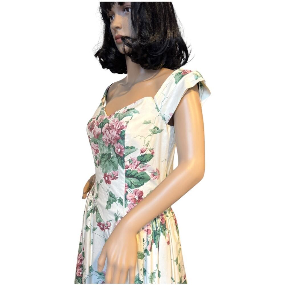 Vintage romantic floral pink Hydrindra off shoulder formal dress size small - Picture 8 of 16